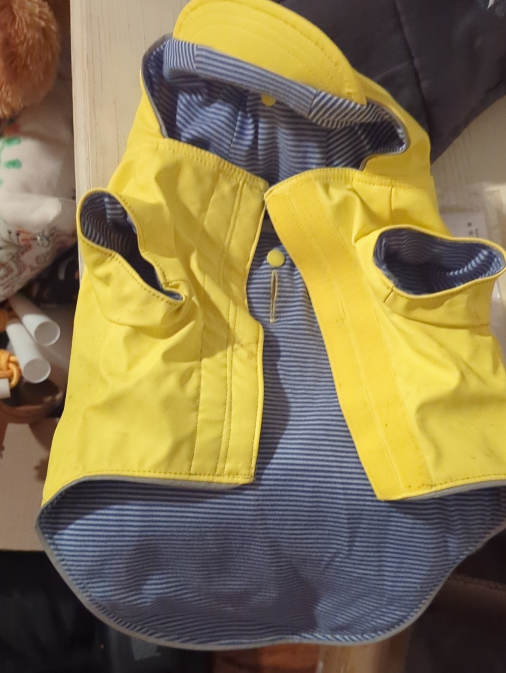 Dog Rain Vest with Blue Stripe Lining And Cap! 🐾🐾🐾